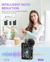 Load image into Gallery viewer, KOSCHEAL 2 Pack Mini Microphone, 3 in 1 Wireless Microphone for iPhone iPad, Camera and Android Devices with Noise Cancellation,Lapel Mic for Video Recording Vlog, YouTube, Interview
