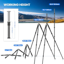 Load image into Gallery viewer, 81&#39;&#39; Compact Carbon Fiber Tripod for Camera WEYLLAN Heavy Duty Tripod Camera, 10-Layer Carbon Fiber Tube, 32.5mm Professional Tripod Leg, Travel Tripod for Camcorder Telephoto Lens, Max Load 20kg
