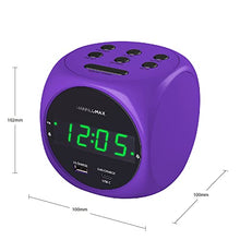 Load image into Gallery viewer, HANNLOMAX HX-702C Digital Clock with Dual Alarm, 0.7" Green LED Display. Dual USB Ports (USB-A &amp; Type-C) for Charging, AC Operation only. (Purple)
