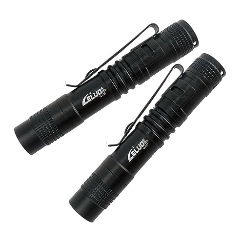 LELUOHQ LED Flashlights, 2 Pack Pocket Flashlights, High Lumens Mini Flash Lights, Small Tactical Penlight Flashlights, Handheld Flashlights, 2 Short