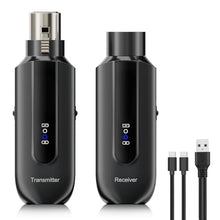 Load image into Gallery viewer, 2.4 Ghz Wireless Microphone Transmitter Receiver: Plug-on XLR Wireless Transmission System - 48V Phantom Power for Dynamic Microphone, Audio Mixer, PA System
