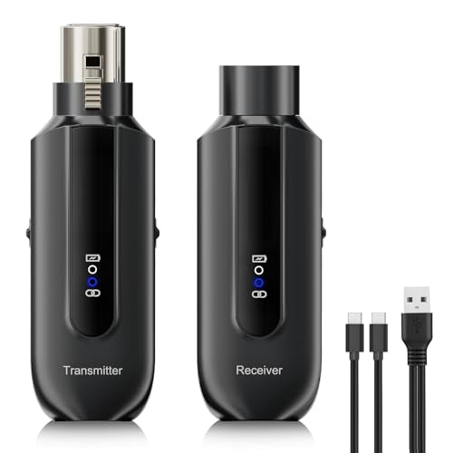 2.4 Ghz Wireless Microphone Transmitter Receiver: Plug-on XLR Wireless Transmission System - 48V Phantom Power for Dynamic Microphone, Audio Mixer, PA System