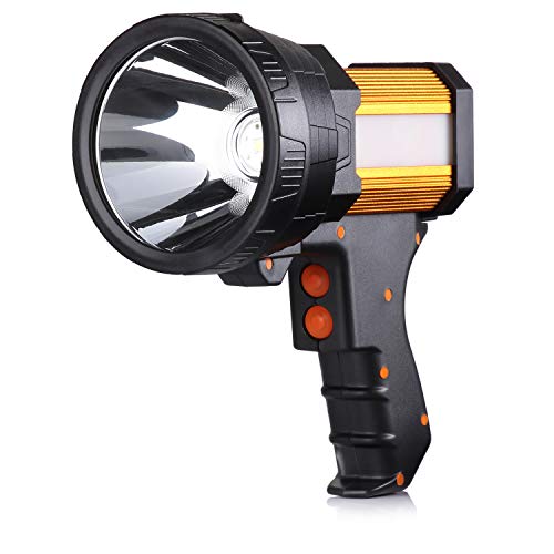 BUYSIGHT Rechargeable Spotlight,Spot Lights Hand held 800 lumens Large Flashlight Handheld Spotlight Lightweight and Super Bright Flashlight (Aluminium_Alloy Golden)