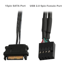 Load image into Gallery viewer, COMeap 9 Pin USB Header Splitter with SATA Power Cable, Motherboard 9Pin USB 2.0 Header 1 to 4 Ports Internal USB Hub Extension Adapter for CPU, WiFi Receiver, Cooling Fan, and RGB Light
