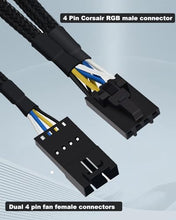 Load image into Gallery viewer, COMeap RGB Splitter for Corsair RGB HUB, Lighting Node Core and iCUE Commander CORE XT, 4 Pin Male to Female Fan Extension Cable for Corsair RGB Fan ML/LL/QL/SP/HD 9-in
