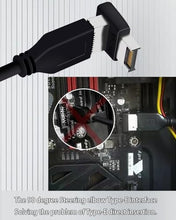 Load image into Gallery viewer, COMeap USB C Motherboard Adapter?USB 3.2 Type E 90 Degree Front Panel Internal Connector Header Converter for Motherboard Black C
