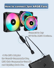 Load image into Gallery viewer, COMeap 4 pin ARGB Adapter for Corsair Commander Core XT? Commander Core, Lighting Node Core and RGB Fan Hub?1 to 2 ARGB Splitter Extension Cable Connect to 5V 3-Pin ARGB Devices 6.5 Inch
