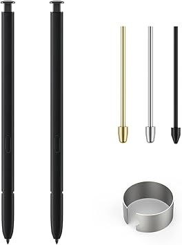 2 Pack Galaxy S23 Ultra Stylus for Replacement Samsung Galaxy S23 Ultra 5G S Pen, Galaxy S23 Ultra S Pen Without Bluetooth + Tweezer + Metal Nibs (Black)