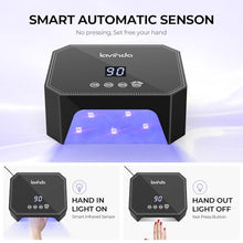 Load image into Gallery viewer, Lavinda 54W UV LED Nail Lamp – Plug-in Gel Nail Light with LCD Display, 4 Timers, Auto Sensor, Dual Wavelength, Nail Dryer for Home &amp; Salon – Black
