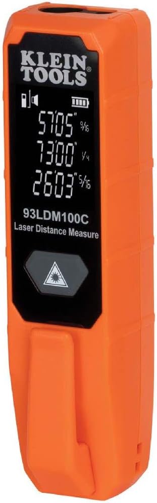 Klein Tools 93LDM100C Compact Laser Distance Measure, 100 Feet, Measures in Feet, Inches, Meters