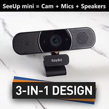 Load image into Gallery viewer, 3 in 1 Webcam - 2K HD USB C Webcam with Microphone and Speaker, Stereo Sound &amp; Noise-Cancelling Mics, Privacy Cover, Light Correction, Autofocus Conference Web Camera for Computer/Laptop/PC/Monitor
