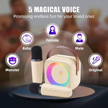 Load image into Gallery viewer, ZERFUN Mini Karaoke Machine Microphone for Kids Adults, Wireless Microphones Rechargeable with Bluetooth Speaker, Toys Gifts Presents for Girls Boys Toddler Birthday Christmas, Beige
