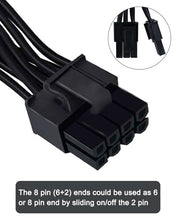 Load image into Gallery viewer, COMeap PCIE Cable for EVGA, PCIe 8 Pin Male to Dual PCIe 8 Pin (6+2) Male GPU Power Cable for EVGA Power Supply 25-inch(63cm) Black
