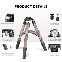 Load image into Gallery viewer, Carbon Fiber Heavy Duty Tripod for Camera, WEYLLAN LX9G Camera Bowl Tripod with 40mm Leg Camouflage Sleeve 10-Layer Carbon Fibre Professional Camcorder Tirpod for Telephoto Lens Max Load 88lbs/40kg
