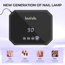 Load image into Gallery viewer, Lavinda 54W UV LED Nail Lamp – Plug-in Gel Nail Light with LCD Display, 4 Timers, Auto Sensor, Dual Wavelength, Nail Dryer for Home &amp; Salon – Black
