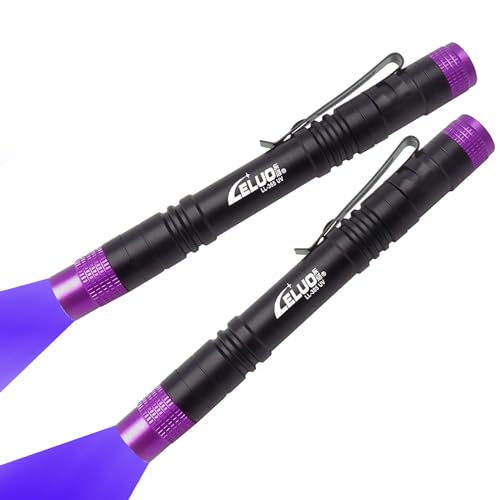 LELUOHQ Black Light, 365nm UV Flashlight, Portable Mini Black Light for Pet Urine Detection, Handheld UV Flashlight for Resin, Pet Urine, Nails, Money - Pack of 2