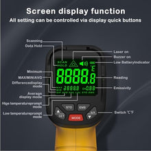 Load image into Gallery viewer, Surpeer Infrared Thermometer High Temperature Gun -58?~2732?, 50:1 Distance Ratio, Digital Laser IR Temp Gun for Cooking, Pizza Oven, Engine, Kilns, Forges, Industry, and Home Repair.
