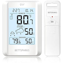 Load image into Gallery viewer, Indoor Outdoor Thermometer Wireless Remote Temperature &amp; Humidity Monitor, Inside Outside Temperature Gauge Battery Powered Home Weather Station with Clock and 330ft Range Remote Sensor for Patio
