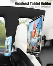 Load image into Gallery viewer, Wukanleng Tesla Back Seat Tablet Mount for Model 3/Y, [Anti-Drop] Tesla Headrest iPad Holder with 360° Adjustable Road Trip Essentials for Kids Fits All 4.7-12.9'' Devices
