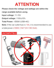 Load image into Gallery viewer, 300W Car Power Inverter - YSOLX Dual DC 12V to 110V AC Car Outlet Adapter to Wall Plug, 24W Fast Charging USB-C&amp;USB-A, Portable ?Charger Converter with for Laptops, Phones
