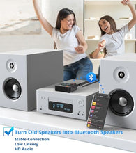 Load image into Gallery viewer, Bluetooth Receiver for Home Stereo, AUX RCA to Bluetooth Adapter for Old Speakers, NFC Wireless Audio Receiver for Music Streaming Sound System, KAIY Convert Wired Speakers to Wireless
