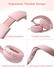 Load image into Gallery viewer, Kids Headphones with Microphone Foldable Stereo Tangle-Free 3.5mm Jack Wired Cord On-Ear Headset for Children/Teens/Boys/Girls/Smartphones/School/Kindle/Airplane Travel/Plane/Tablet (Pink)

