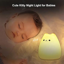 Load image into Gallery viewer, ZKLiLi Cute Cat Lamp, Night Light for Girls Bedroom, Kitty Lamp Birthday Gifts for Kids Baby Toddler Teen Portable Silicone Kawaii Nightlight Nursery Room Decor (Battery Cat)
