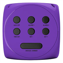 Load image into Gallery viewer, HANNLOMAX HX-702C Digital Clock with Dual Alarm, 0.7" Green LED Display. Dual USB Ports (USB-A &amp; Type-C) for Charging, AC Operation only. (Purple)
