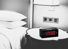 Load image into Gallery viewer, HANNLOMAX HX-144CR Alarm Clock Radio, PLL AM/FM Radio, 1.2" LED Display, Digital Clock with Dual Alarm, AC Operation only. (Black_Red LED)
