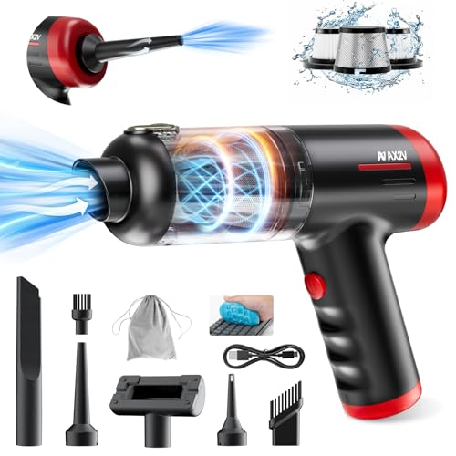 AX2V Car Vacuum Portable Cordless - 16000Pa Powerful Suction, 2 in 1 Handheld Vacuum and Air Duster with Cleaning Gel, Ideal for Car, Home, Pet, Office