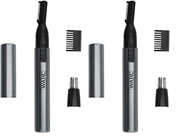 WAHL Micro Groomsman Battery Personal Trimmer for Hygienic Grooming with Rinseable, Interchangeable Heads for Eyebrows, Neckline, Nose, Ears, & Other Detailing - 05640-600 (Pack of 2)