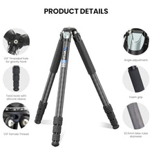 Load image into Gallery viewer, 81&#39;&#39; Compact Carbon Fiber Tripod for Camera WEYLLAN Heavy Duty Tripod Camera, 10-Layer Carbon Fiber Tube, 32.5mm Professional Tripod Leg, Travel Tripod for Camcorder Telephoto Lens, Max Load 20kg
