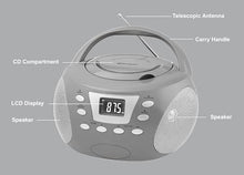 Load image into Gallery viewer, HANNLOMAX HX-332CD Portable CD Boombox, PLL FM Radio, Bluetooth, LCD Display, Aux-in, AC/DC Dual Power Source (White)

