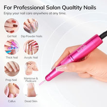 Load image into Gallery viewer, Lavinda Portable Nail Drill Professional, 35000 RPM Rechargeable, Electric Nail File Machine for Acrylic Nails, Gel Polishing, and Removing, Cordless Nail Drill for Salon and Home Use (Viva Magenta)
