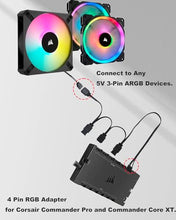 Load image into Gallery viewer, COMeap 4 Pin RGB Adapter for Corsair Commander Core and iCUE Commander CORE XT, 1 to 4 ARGB Splitter Extension Cable Connect to 5V 3-Pin ARGB Devices 19-in
