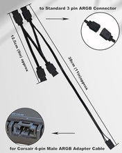 Load image into Gallery viewer, COMeap 4 Pin RGB Adapter for Corsair Commander Core and iCUE Commander CORE XT, 1 to 4 ARGB Splitter Extension Cable Connect to 5V 3-Pin ARGB Devices 19-in

