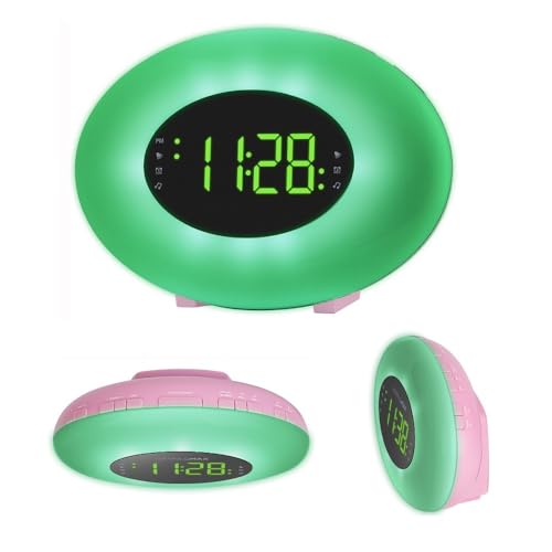 HANNLOMAX HX-162CR AM/FM PLL Radio with Alarm Clock, RGB Mood Light (7 Colors) and Dynamic Mode, 1