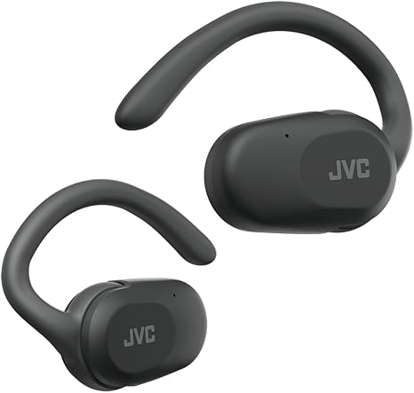 JVC nearphones Open Ear True Wireless Headphones with Pivot Motion Mecanism, 16mm Large Drivers Sound, Single Ear use, BT 5.4, Long Battery Life (up to 26 Hours) - HANP40TB (Black)