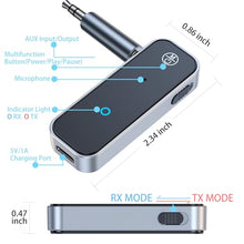 Load image into Gallery viewer, KAIY Bluetooth 5.3 Transmitter Receiver, Bluetooth Transmitter for TV/AirPods/Headphone/Airplane, Aux Wireless Adapter for Car, Audio Receiver for Home Stereo/Car Stereo/Speakers
