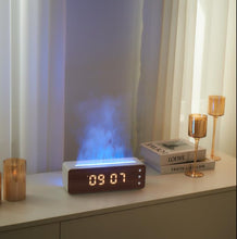 Load image into Gallery viewer, ClocTeck Flame Diffuser Humidifier, 700ml Large Fire Diffuser Humidifier for Desk, Full-Color Adjustable, Time &amp; Humidness Display, 26dB Quiet, Cool Mist Diffuser, Essential Oil Diffuser for Bedroom
