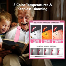 Load image into Gallery viewer, VAVOFO USB Rechargeable Book Light, Blue Light Blocking, Amber Light Clip On Bookmark Shaped Reading Light, Eye Care 6 LEDs Book Light for Bookworms Reading in Bed (Pink)

