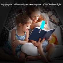Load image into Gallery viewer, VAVOFO USB Rechargeable Book Light, Blue Light Blocking, Amber Light Clip On Bookmark Shaped Reading Light, Eye Care 6 LEDs Book Light for Bookworms Reading in Bed with 9 Lighting Modes (Blue)
