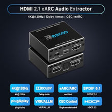 Load image into Gallery viewer, 4K@120Hz HDMI 2.1 eARC Audio Extractor 1 in 1 Out Support VRR ALLM HDCP2.3 ARC eARC HDR CEC SPDlF Optical Audio Out Digital EDID for PS5 Xbox NVIDIA AMD_977

