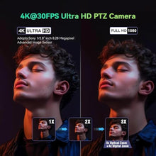 Load image into Gallery viewer, 4K Conference Room Camera System AI Auto-Tracking 4K PTZ Camera 3X Optical Zoom 93 Wide Angle USB3.0 HDMI Output and Wireless Bluetooth Speakerphone with Mics for Conferencing Worship Church Medical, Jet_176
