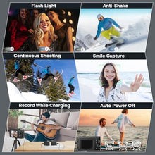 Load image into Gallery viewer, 4K Digital Camera for Photography Autofocus, Upgraded 48MP Vlogging Camera for YouTube with SD Card, 3" 180 Flip Screen Compact Travel Camera with 16X Digital Zoom, Flash, Anti-Shake, 2 Batteries, Black_962
