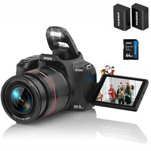 Load image into Gallery viewer, 4K Digital Camera for Photography &amp; Video, 12X Optical Zoom Camera with Flip Screen, 64MP WiFi Touch Screen Vlogging Camera with Flash, 64GB Card, 1700mAH Battery - Black_1
