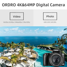 Load image into Gallery viewer, 4K Digital Camera for Photography &amp; Video, 12X Optical Zoom Camera with Flip Screen, 64MP WiFi Touch Screen Vlogging Camera with Flash, 64GB Card, 1700mAH Battery - Black_2298
