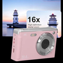 Load image into Gallery viewer, 4K Digital Camera with 16X Zoom, 50MP Autofocus Compact Camera, Anti Shake Photography Camera with Fill Light for Boys Girls Kids Students, 2.8 Inch LCD Screen (Pink)_2243
