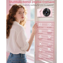 Load image into Gallery viewer, 4K Digital Camera with Front Rear Lens, Autofocus and 32G Card, Metal Shell, Pink_1780
