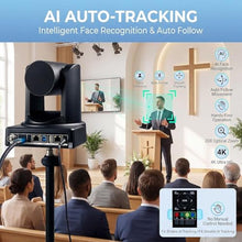 Load image into Gallery viewer, 4K PTZ Camera, 20X Optical Zoom, SDI HDMI USB LAN, AI Auto Tracking,POE, coalblack_75

